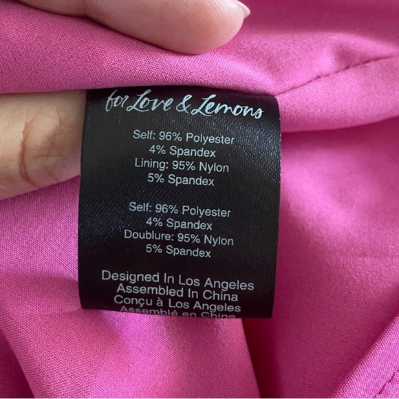 For Love & Lemons Elegant Pink Ruched Puff‎ Sleeve Mini Dress Womens Size XS/S - Picture 6 of 8